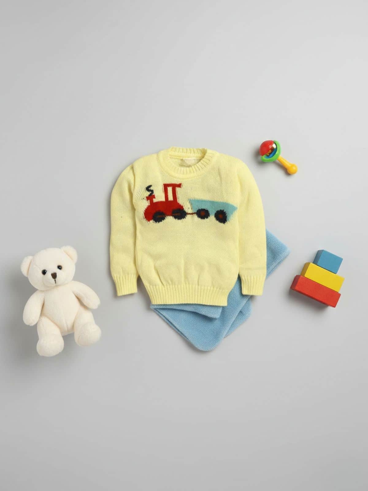 Little Angels Little Engine Knit Pullover Pullover Little Engine Knit Pullover 6-12 M / Yellow / Soft Wool
