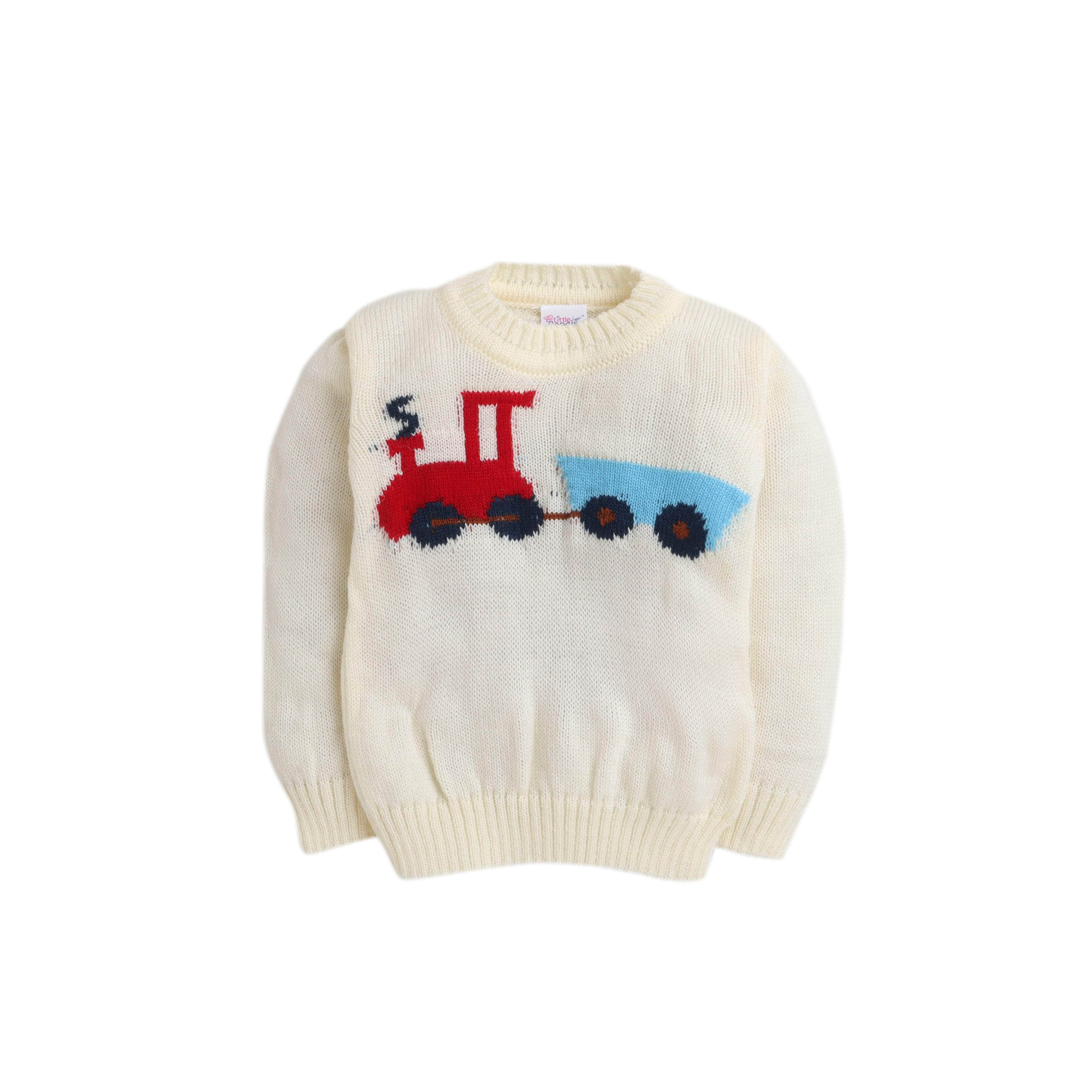 Little Angels Little Engine Knit Pullover Pullover Little Engine Knit Pullover 6-12M / cream