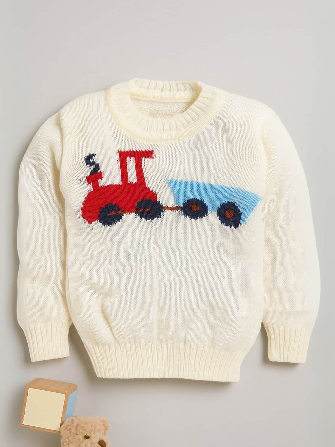 Little Angels Little Engine Knit Pullover Pullover Little Engine Knit Pullover 6-12M / cream