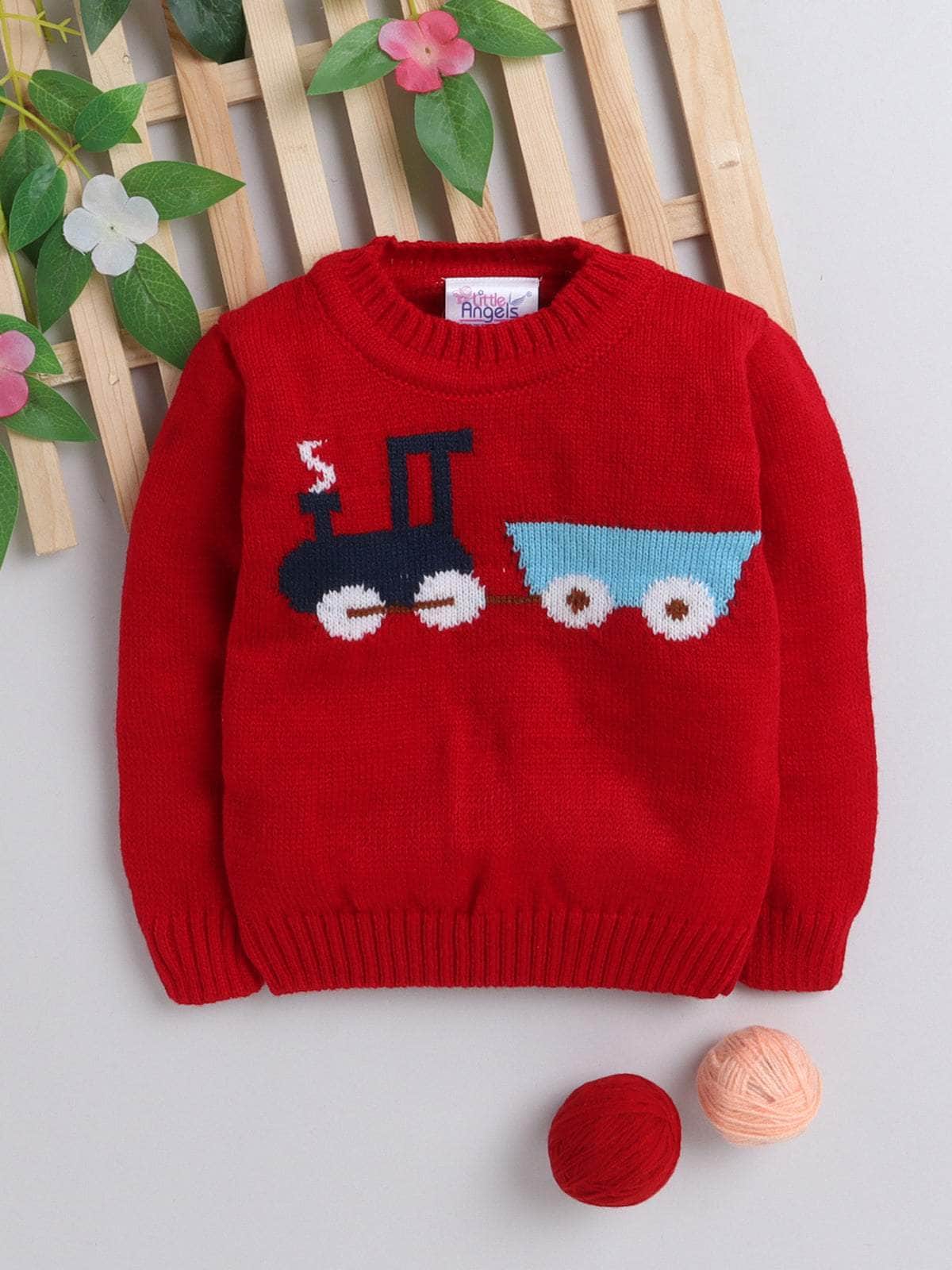 Little Angels Little Engine Knit Pullover Pullover Little Engine Knit Pullover 6-12M / Red