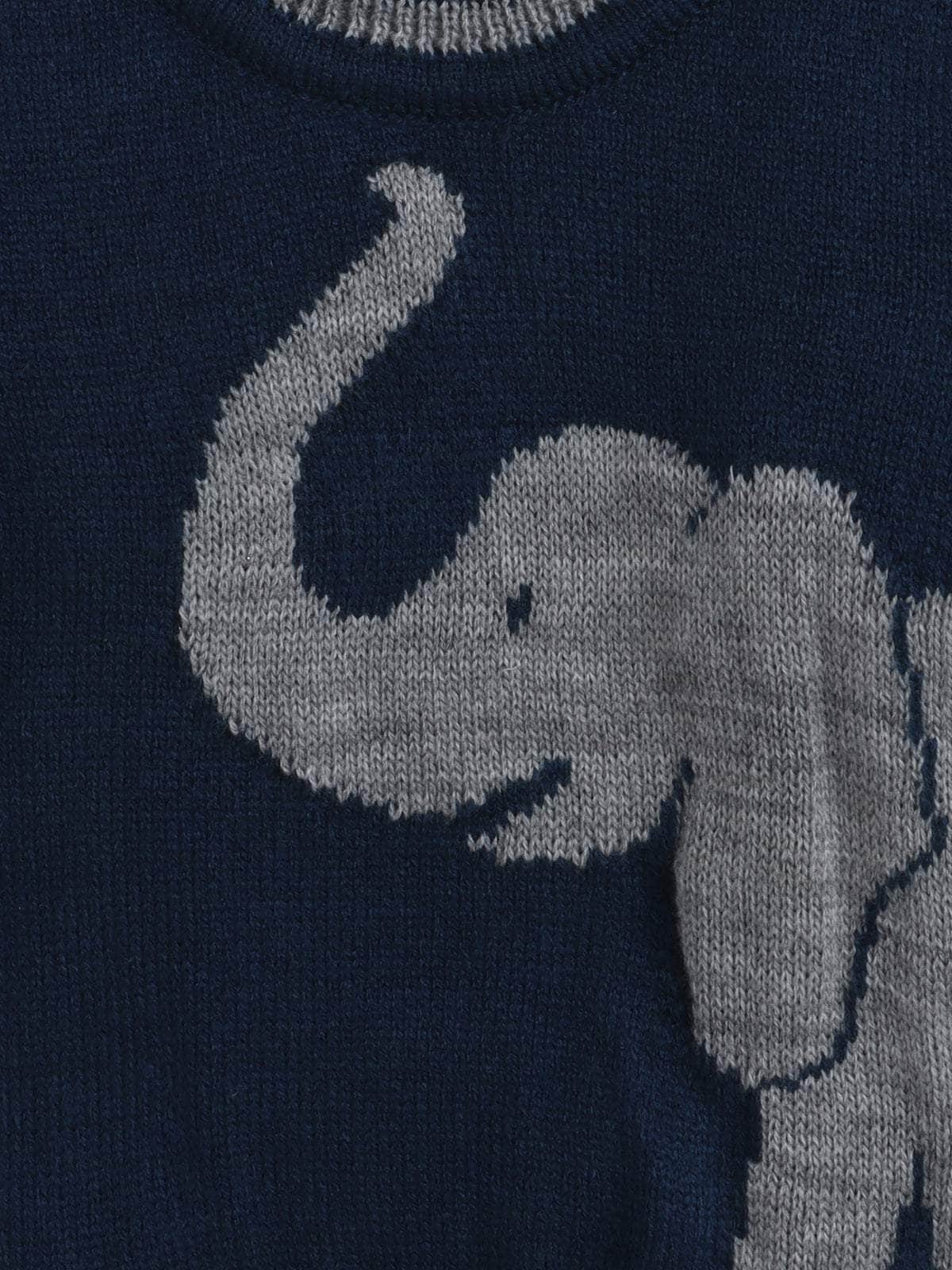 Little Angels Little Angels Baby Wool Round Neck Full Sleeves Jacquard Elephant Pullover Sweater For Baby Boys Pullover Little Jumbo Joy Pullover