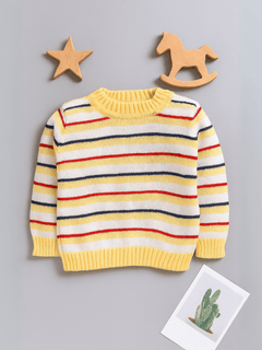 Yellow striped woollen pullover sweater for baby 6-12 months by Little Angels