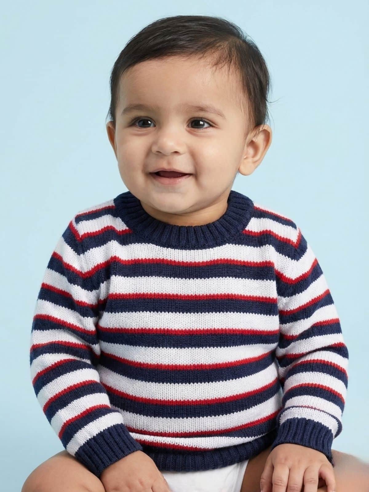 Little Angels Little Angels Baby Wool Round Neck Full Sleeves Striped Pullover Sweater for Baby Boys Pullover Rainbow Snuggles, One Stitch Away Pullover