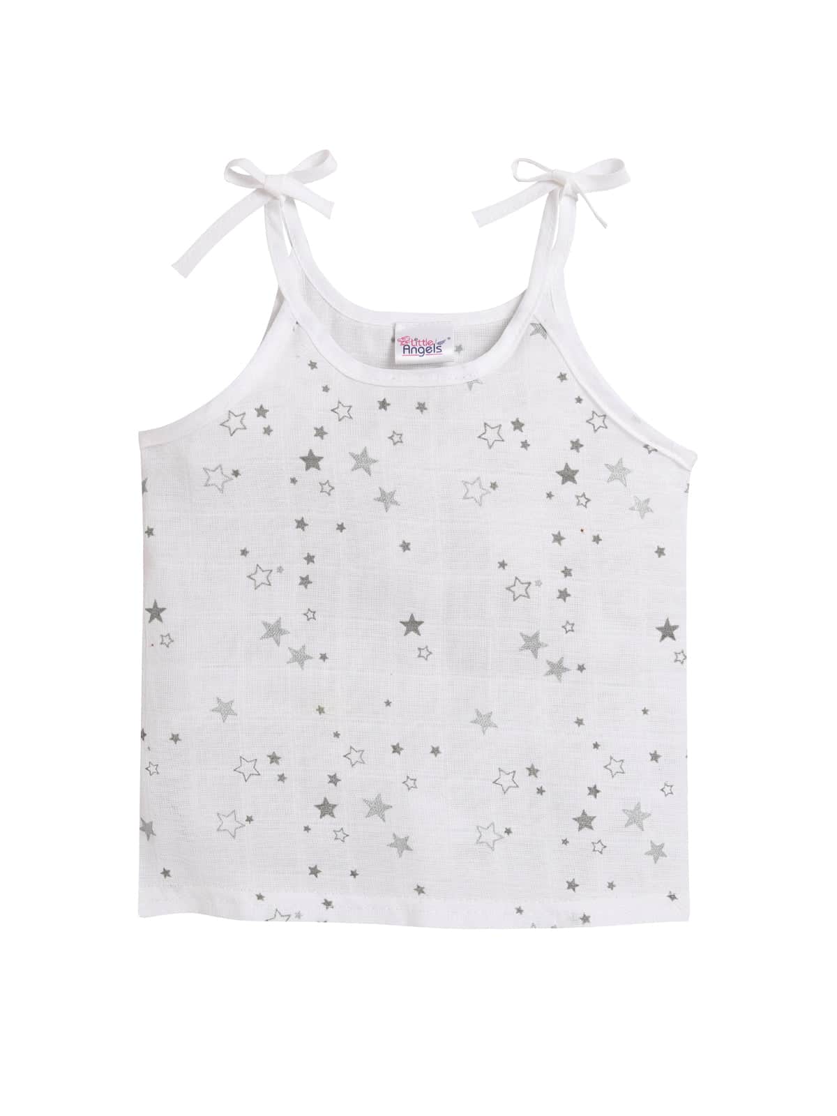 Little Angels Organic Cotton Star Print Baby Top & Bottom Set | Soft & Breathable Newborn Wear Pullover Star Print Cotton Jhabla and Nappy Set (-0-3 Months) 0-3 M / White
