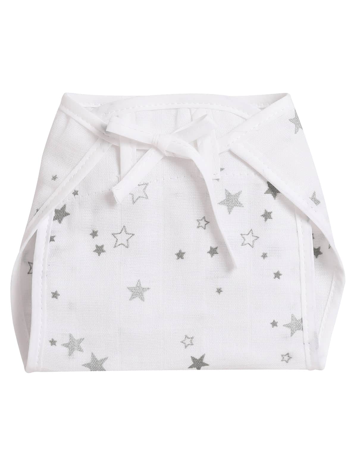 Little Angels Organic Cotton Star Print Baby Top & Bottom Set | Soft & Breathable Newborn Wear Pullover Star Print Cotton Jhabla and Nappy Set (-0-3 Months) 0-3 M / White