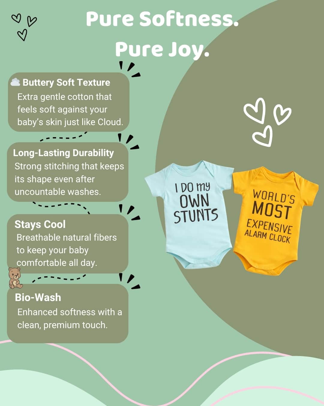 Little Angels Pack of 2 Funny Baby Onesies | Cotton Printed Bodysuits for Newborn Shirts & Shorts Pack of 2 Baby Cotton Onesies – Funny Printed Bodysuits (Blue & Yellow)