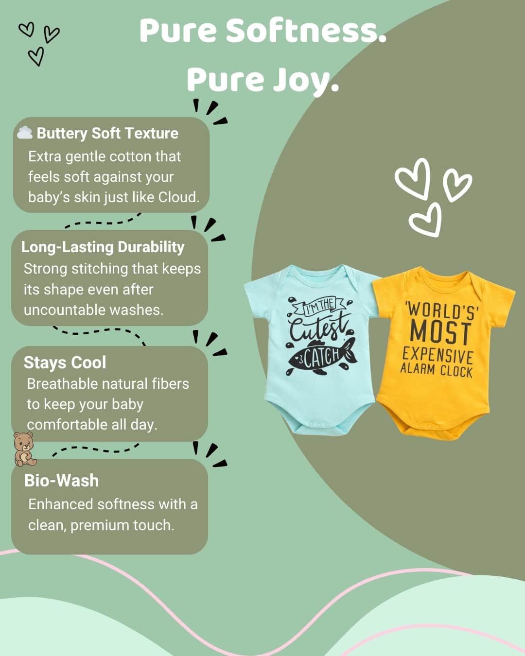 Little Angels Pack of 2 Baby Onesies | Soft Cotton Printed Bodysuits for Newborn Shirts & Shorts Pack of 2 Baby Cotton Onesies – Funny Printed Newborn Bodysuits
