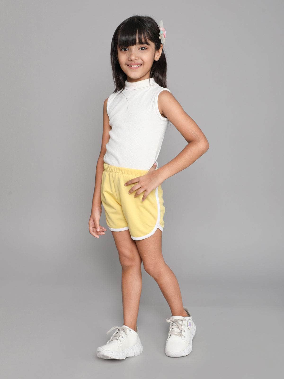 Little Angels Little Angels Cotton Navy Solid Shorts For Girls Shorts Lil Explorer Solid Shorts
