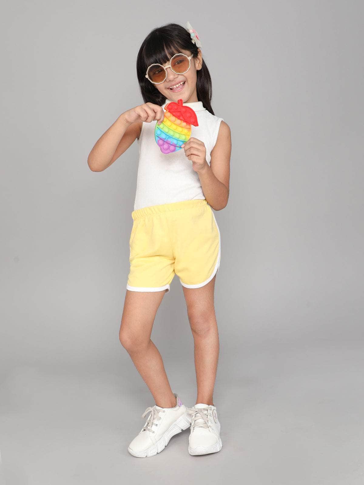 Little Angels Little Angels Cotton Navy Solid Shorts For Girls Shorts Lil Explorer Solid Shorts