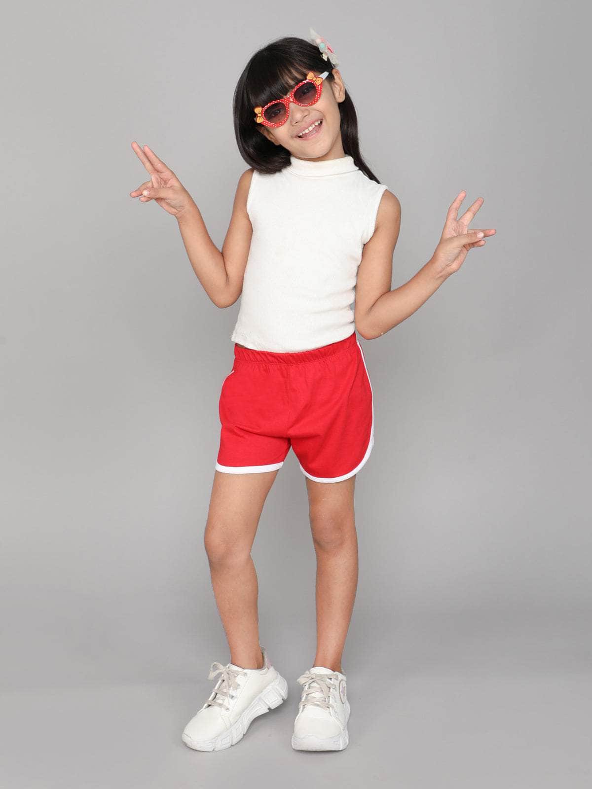 Little Angels Little Angels Cotton Navy Solid Shorts For Girls Shorts Lil Explorer Solid Shorts
