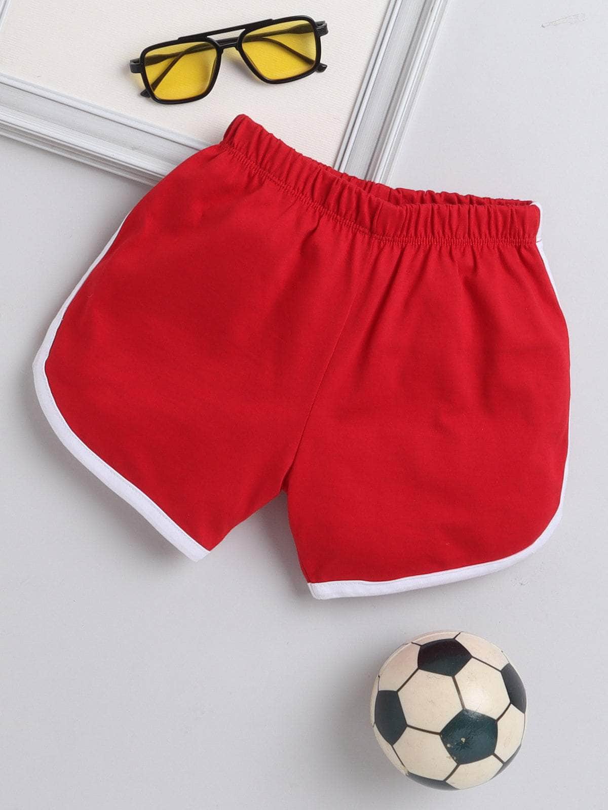 Little Angels Little Angels Cotton Navy Solid Shorts For Girls Shorts Lil Explorer Solid Shorts 4-5Y / Red / Cotton