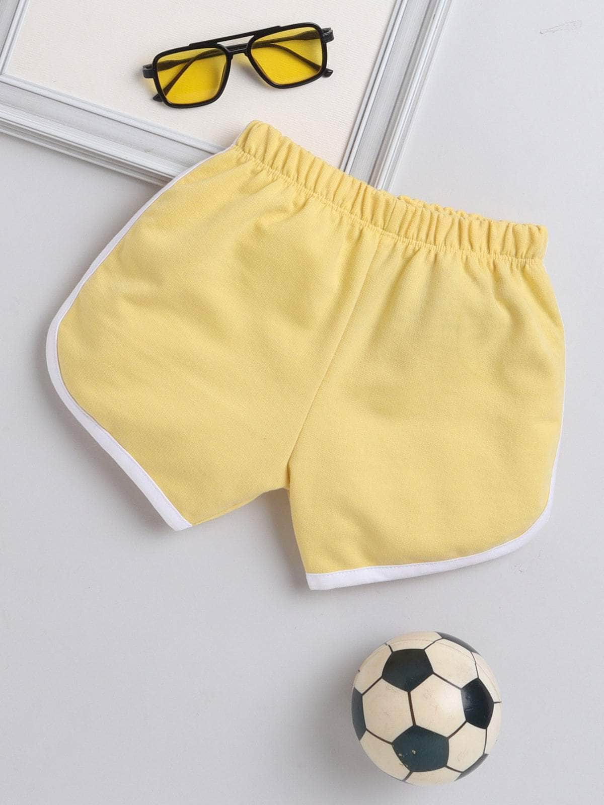 Little Angels Little Angels Cotton Navy Solid Shorts For Girls Shorts Lil Explorer Solid Shorts 4-5Y / Yellow / Cotton