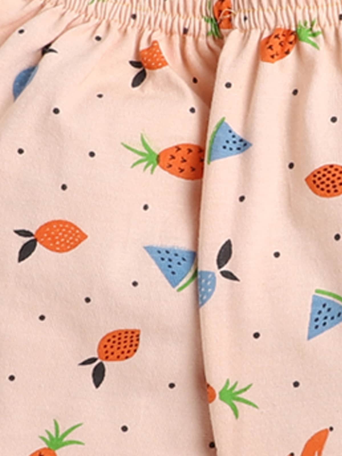 Little Angels Peach Tropical Fruit Baby Shorts | Soft Cotton Infant Summer Wear Shorts Peach Tropical Fruit Print Cotton Shorts for Infants & Toddlers