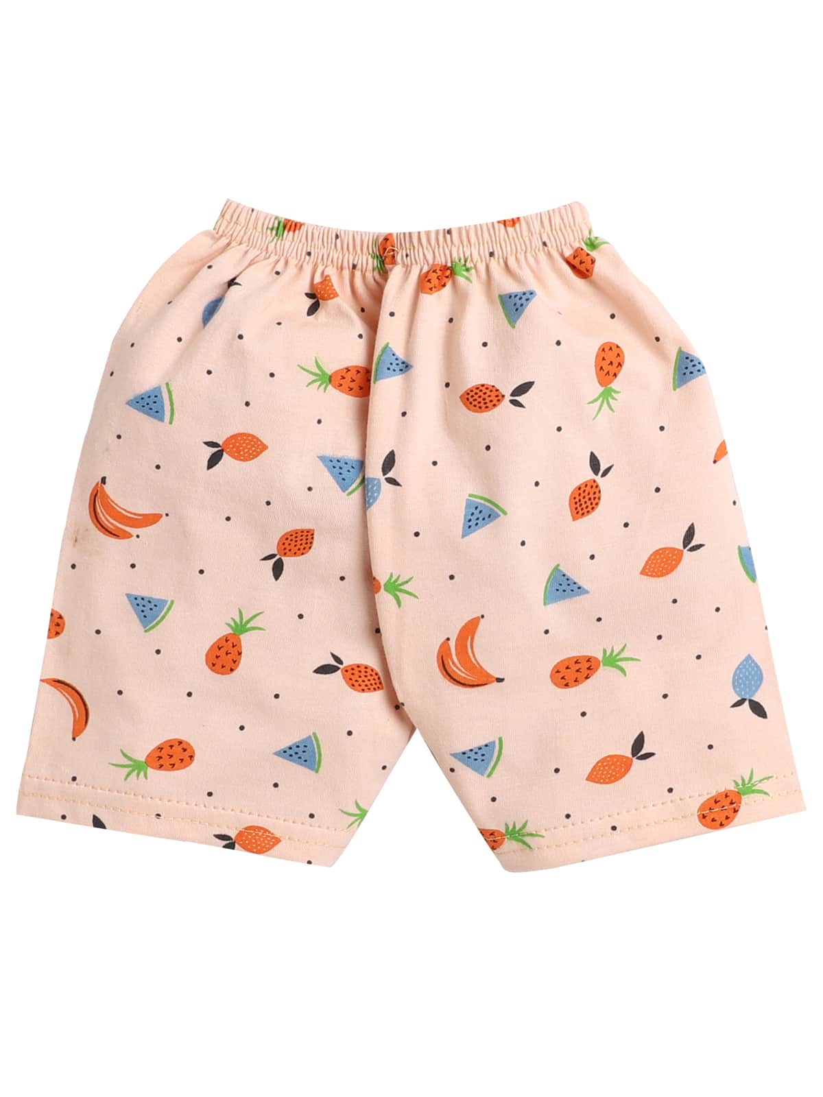 Little Angels Peach Tropical Fruit Baby Shorts | Soft Cotton Infant Summer Wear Shorts Peach Tropical Fruit Print Cotton Shorts for Infants & Toddlers