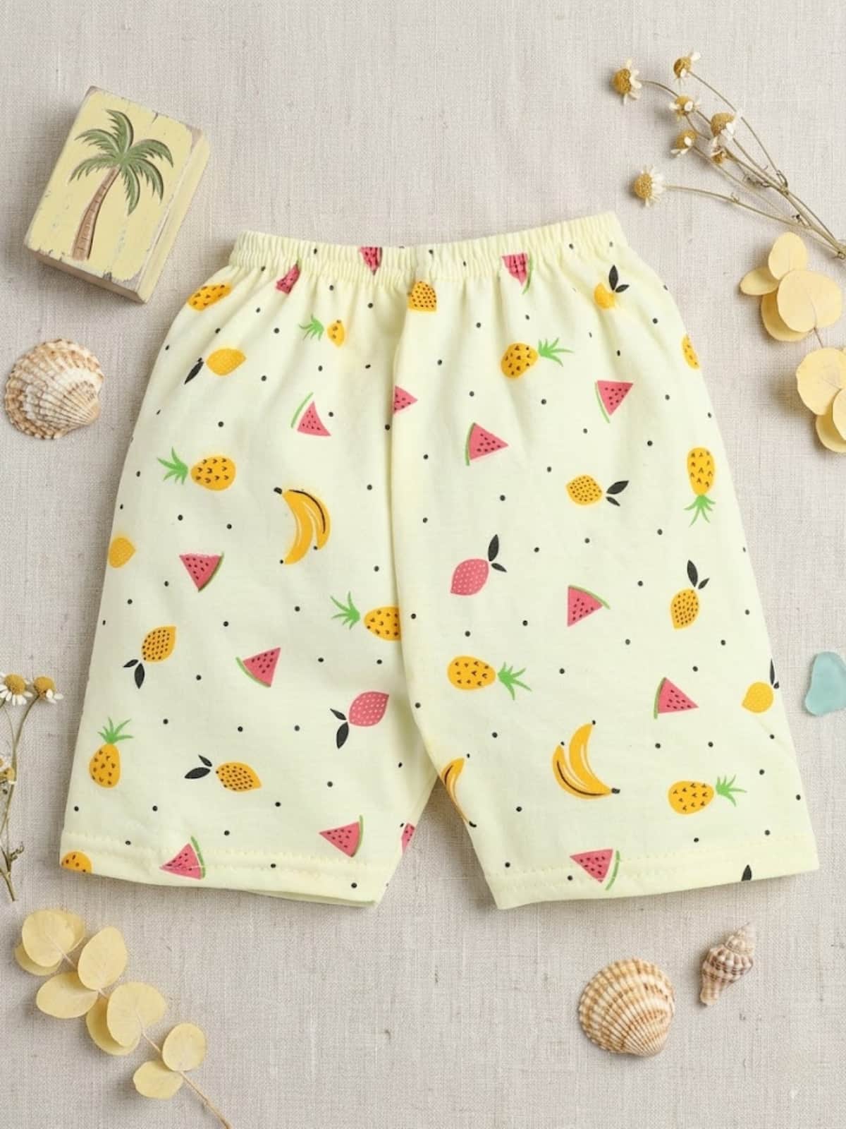 Little Angels Tropical Fruit Cotton Baby Shorts | Infant & Toddler Summer Wear Shorts Tropical Fruit Print Cotton Shorts for Infants & Toddlers