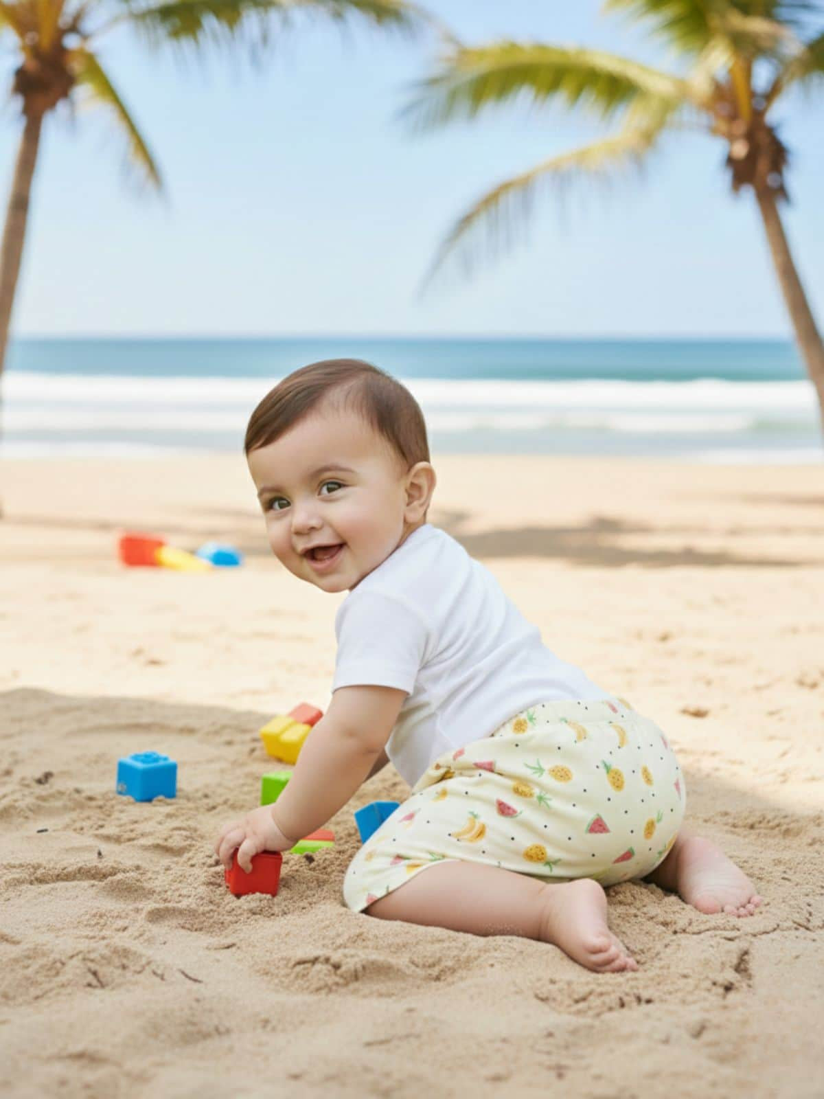 Little Angels Tropical Fruit Cotton Baby Shorts | Infant & Toddler Summer Wear Shorts Tropical Fruit Print Cotton Shorts for Infants & Toddlers