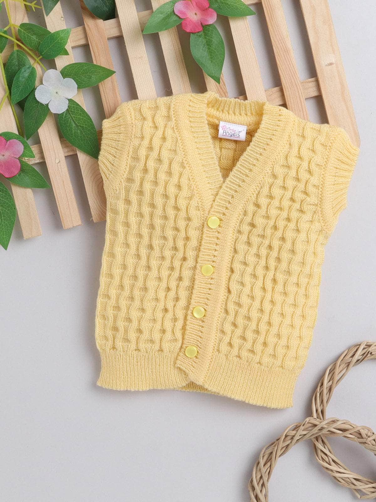 Little Angels Little Angels Baby Wool V-Neck Basketweave Reversible Sleeveless Sweater For Baby Boys and Girls Sleeveless/vests 2 in 1 Reversible Mint Green Sleeveless Sweater