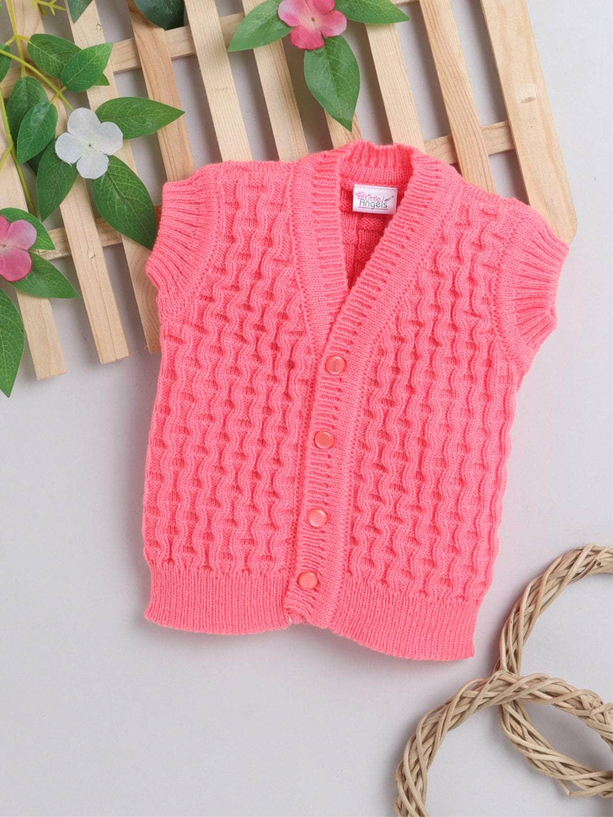 Little Angels Little Angels Baby Wool V-Neck Basketweave Reversible Sleeveless Sweater For Baby Boys and Girls Sleeveless/vests 2 in 1 Reversible Mint Green Sleeveless Sweater