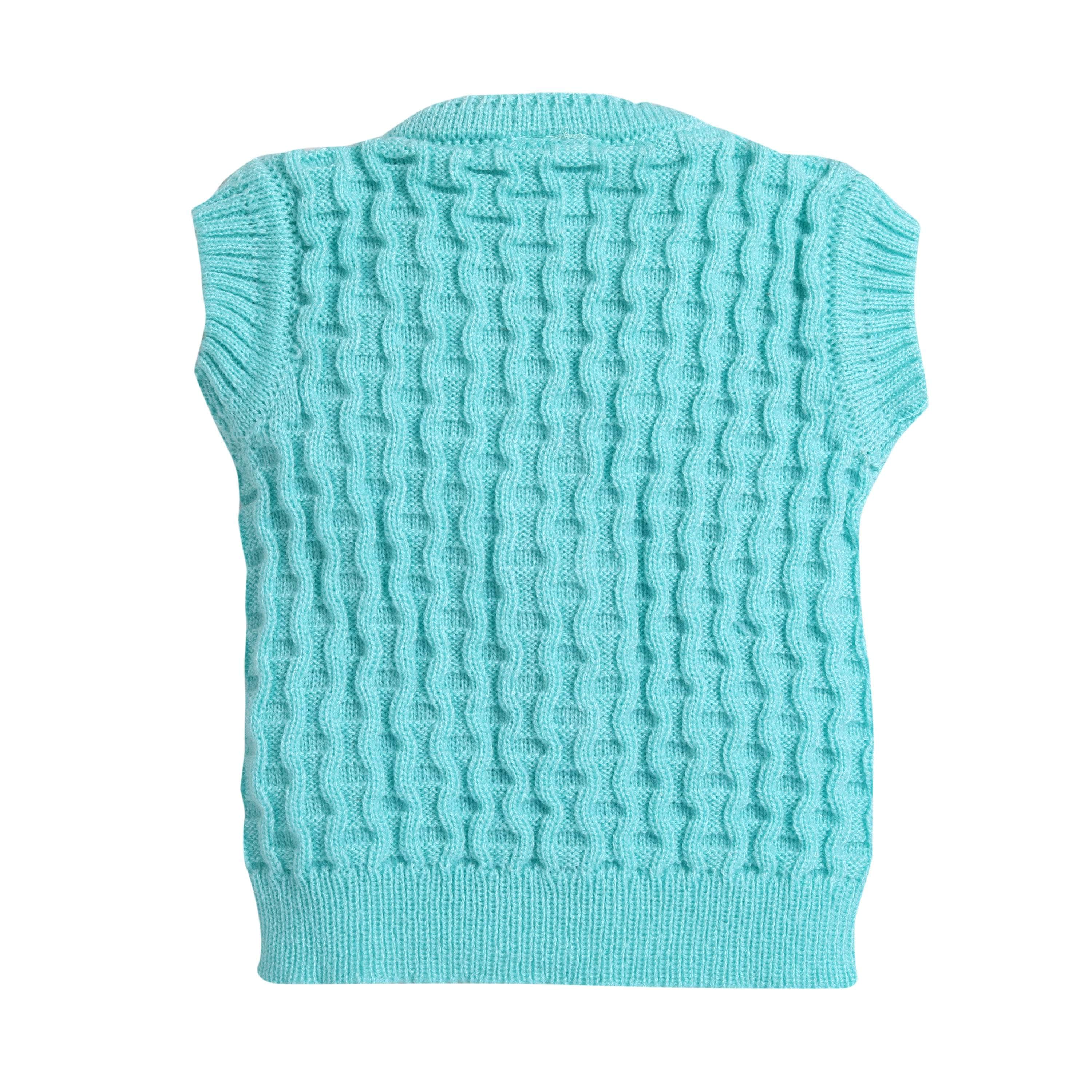 Little Angels Little Angels Baby Wool V-Neck Basketweave Reversible Sleeveless Sweater For Baby Boys and Girls Sleeveless/vests 2 in 1 Reversible Mint Green Sleeveless Sweater