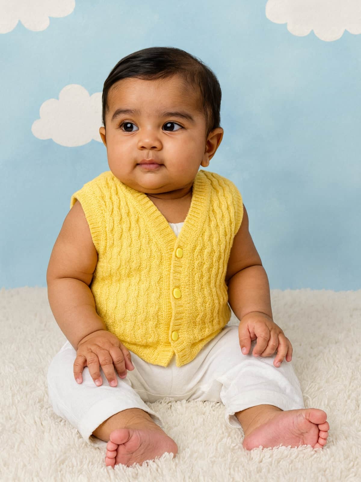 Little Angels Little Angels Baby Wool V-Neck Basketweave Reversible Sleeveless Sweater For Baby Boys and Girls Sleeveless/vests 2 in 1 Reversible Sleeveless Sweater