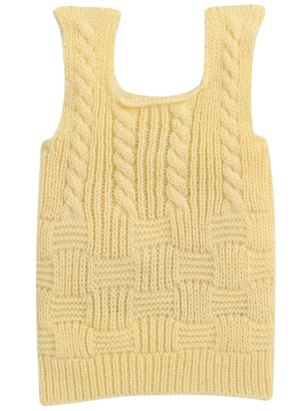 Little Angels Little Angels Baby Wool Square Neck Cable Knit with Basketweave Sleeveless Pullover For Baby Boys and Girls Sleeveless/vests Bundle Up Button-Up Basketweave Pullover