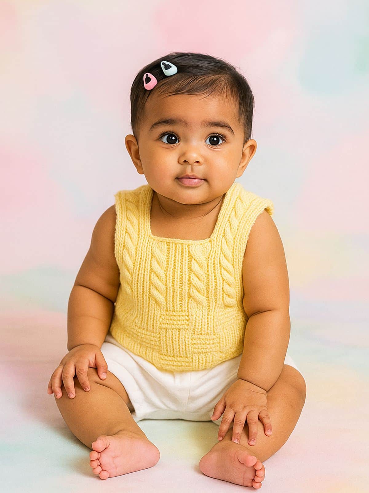 Little Angels Little Angels Baby Wool Square Neck Cable Knit with Basketweave Sleeveless Pullover For Baby Boys and Girls Sleeveless/vests Bundle Up Button-Up Basketweave Pullover