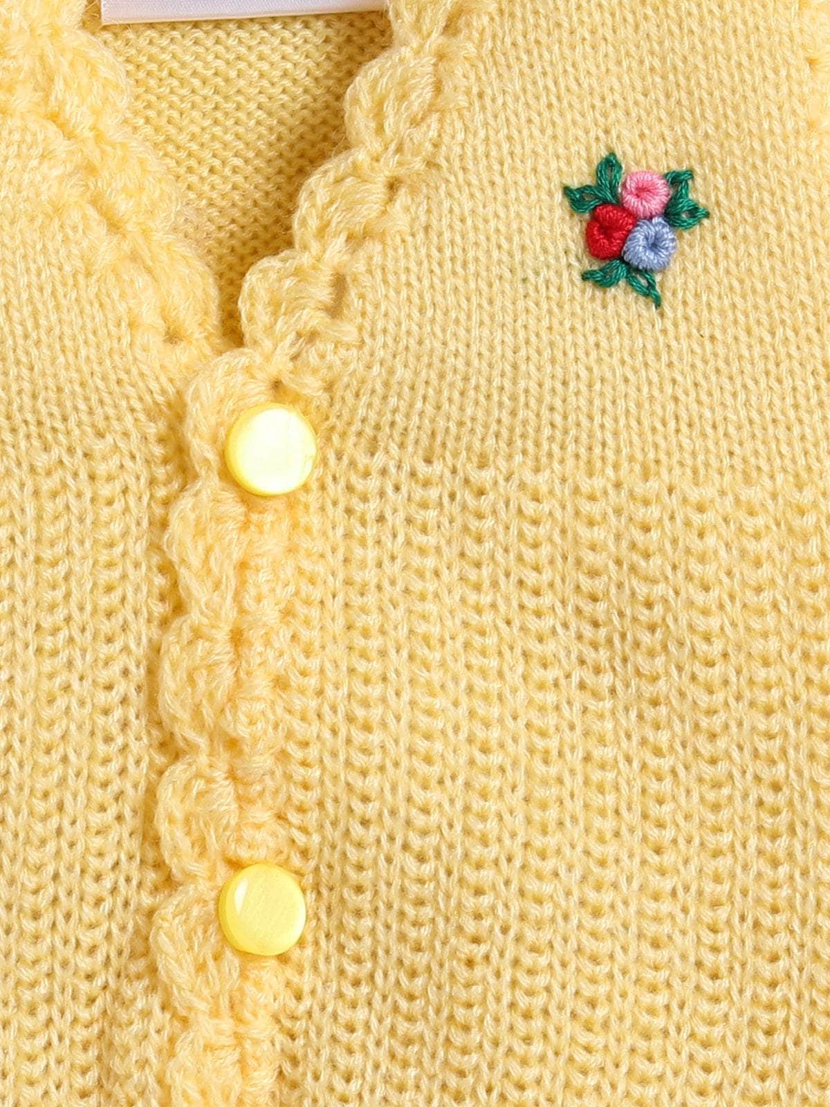 Little Angels Little Angels Baby Wool V-Neck Embroidered Sleeveless Cardigan For Baby Boys and Girls Sleeveless/vests Button Bloom Cozy Cardigan