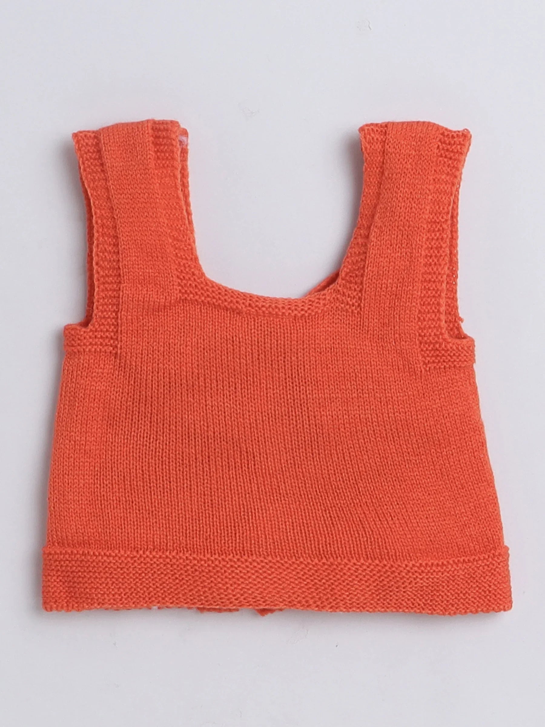 Little Angels Square Neck Embroidered Sleeveless Vest For Baby Girls Sleeveless/vests Little Buds Winter Knit Charm Vest 0-6M / Orange / Soft Wool