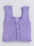 Little Angels Little Angels Baby Wool Square Neck Embroidered Sleeveless Cardigan For Baby Boys and Girls Sleeveless/vests Little Buds Winter Knit Charm Vest 0-6M / Violet / Baby Wool