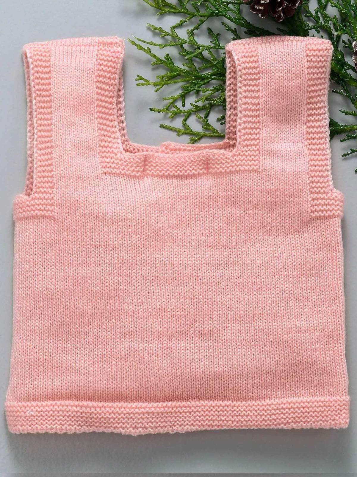 Little Angels Little Angels Baby Wool Square Neck Embroidered Sleeveless Cardigan For Baby Girls Sleeveless/vests Little Buds Winter Knit Charm Vest