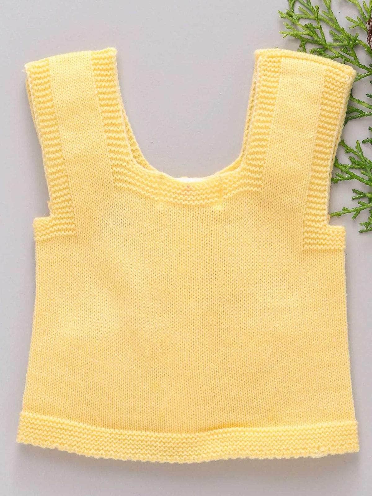 Little Angels Little Angels Baby Wool Square Neck Embroidered Sleeveless Cardigan For Baby Boys and Girls Sleeveless/vests Little Buds Winter Knit Charm Vest