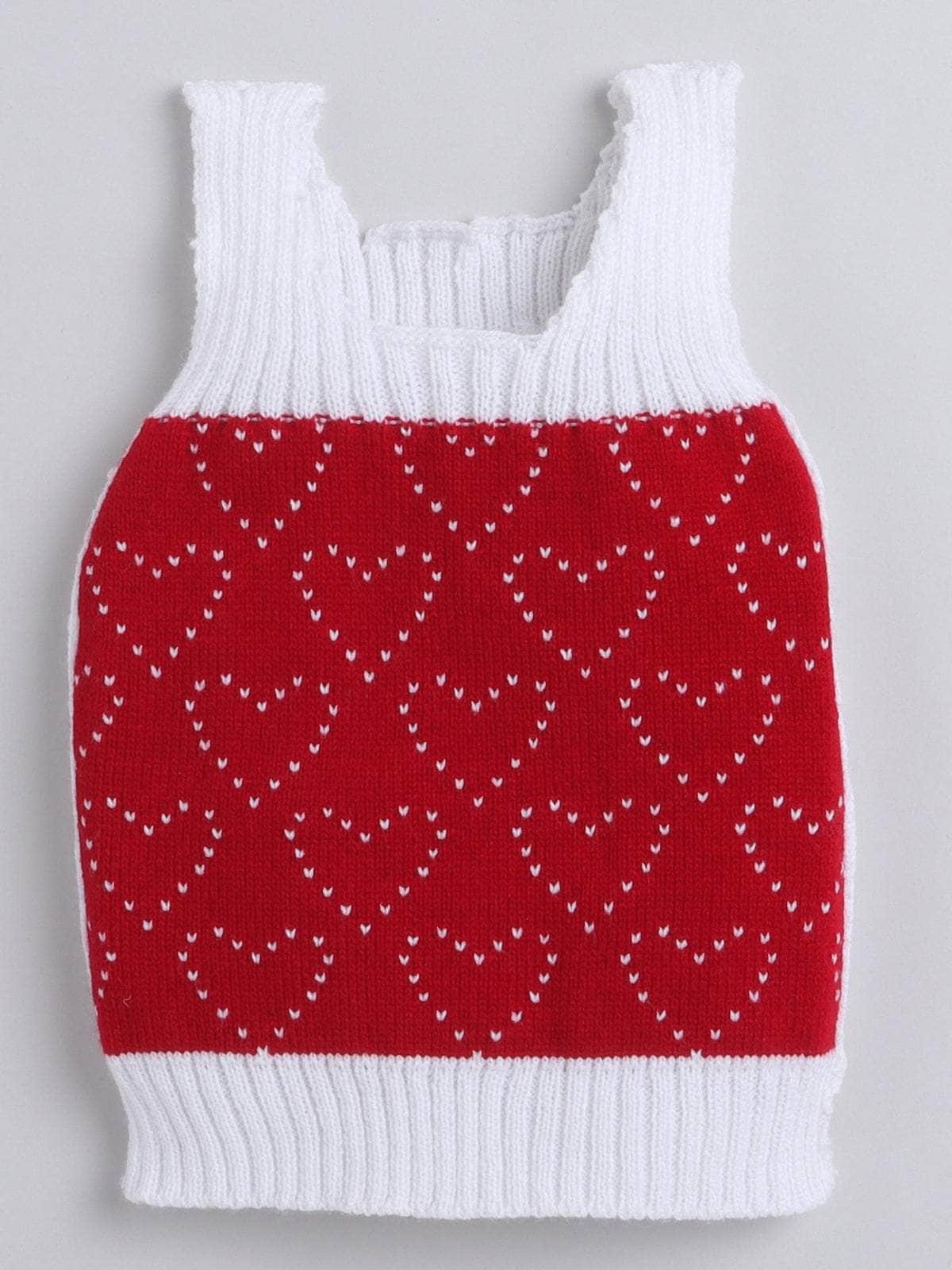 Little Angels Little Angels Baby Wool Square Neck Heart Sleeveless Pullover For Baby Boys and Girls Sleeveless/vests Tiny Lovebug Knit Vest