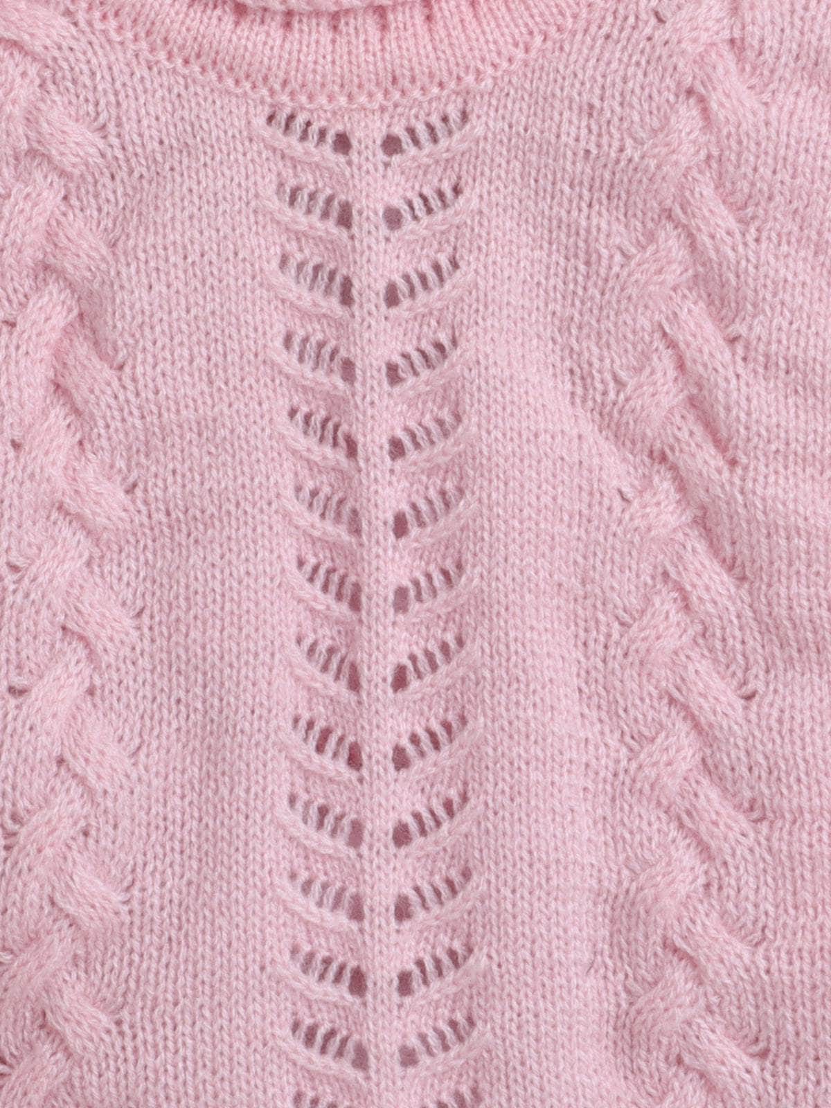 Little Angels Little Angels Baby Wool Turtle Neck Cable Knit Sleeveless Pullover For Baby Girls Sleeveless/vests Urumi Sweetheart Turtleneck Top 0-3M / Pink / Baby Wool