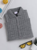Little Angels Little Angels Baby Wool Collared Neck Checkered Sleeveless Cardigan For Baby Boys and Girls Sleeveless/vests Warm Whiskers Button-Up Vest 0-3M / Grey / Baby Wool
