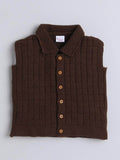 Little Angels Little Angels Baby Wool Collared Neck Checkered Sleeveless Cardigan For Baby Boys and Girls Sleeveless/vests Warm Whiskers Button-Up Vest