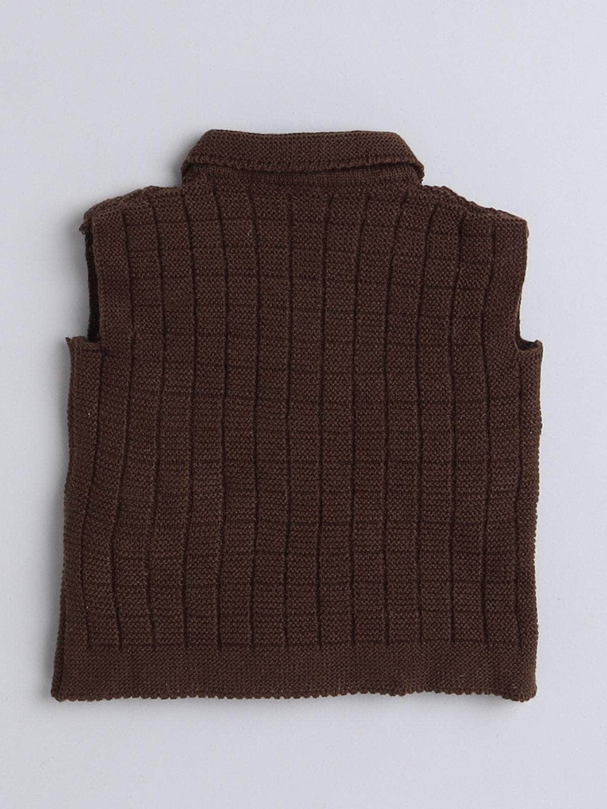 Little Angels Little Angels Baby Wool Collared Neck Checkered Sleeveless Cardigan For Baby Boys and Girls Sleeveless/vests Warm Whiskers Button-Up Vest
