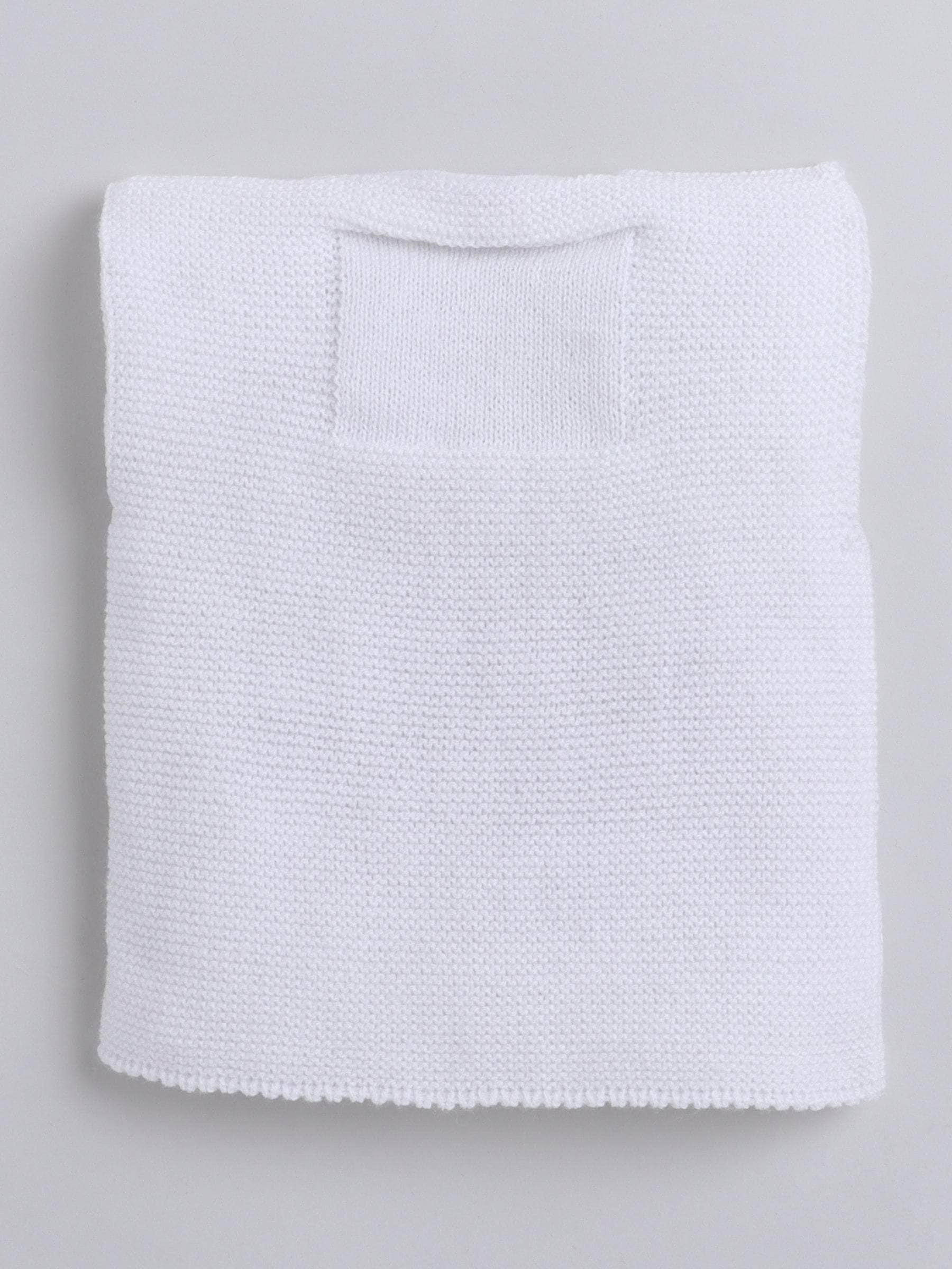 Little Angels Little Angels Baby Wool Square Neck Lace Rib Sleeveless Cardigan For Baby Boys Sleeveless/vests Warm Whispers Buttoned Baby Vest 0-3M / White / Baby Wool