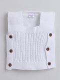 Little Angels Little Angels Baby Wool Square Neck Lace Rib Sleeveless Cardigan For Baby Boys Sleeveless/vests Warm Whispers Buttoned Baby Vest 0-3M / White / Baby Wool