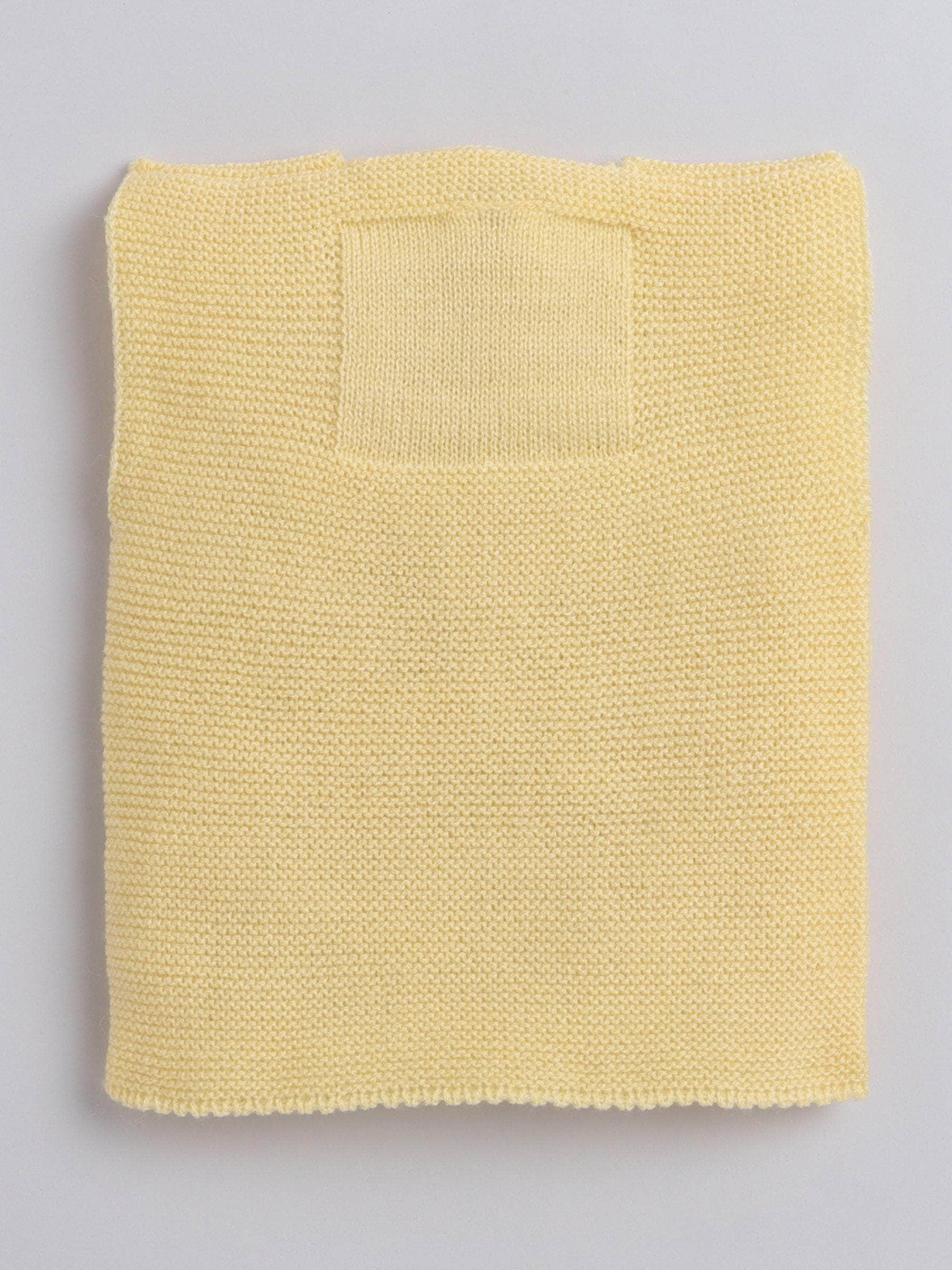 Little Angels Little Angels Baby Wool Square Neck Lace Rib Sleeveless Cardigan For Baby Boys Sleeveless/vests Warm Whispers Buttoned Baby Vest 0-3M / Yellow / Baby Wool