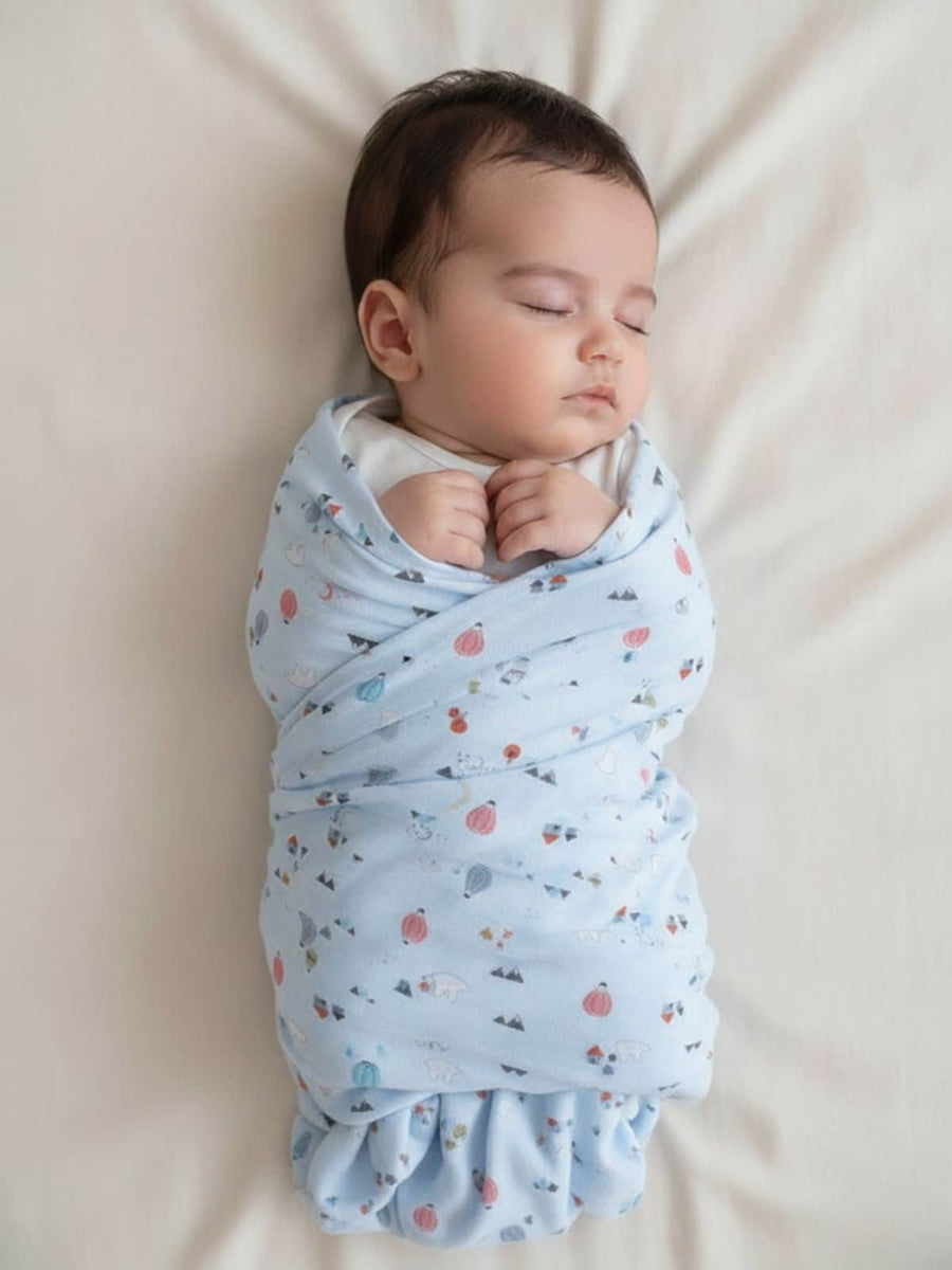 Little Angels Little Angels Muslin Cotton Pack of 3 Printed Swaddle Swaddles Premium Organic Muslin Baby Swaddle – Ultra-Soft, Breathable, & Multi-Purpose Free Size / Blue / Muslin