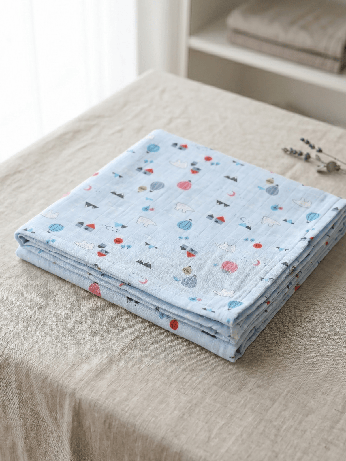 Little Angels Little Angels Muslin Cotton Printed Swaddle Swaddles Premium Organic Muslin Baby Swaddle – Ultra-Soft, Breathable & Multi-Purpose Free Size / Blue / Muslin