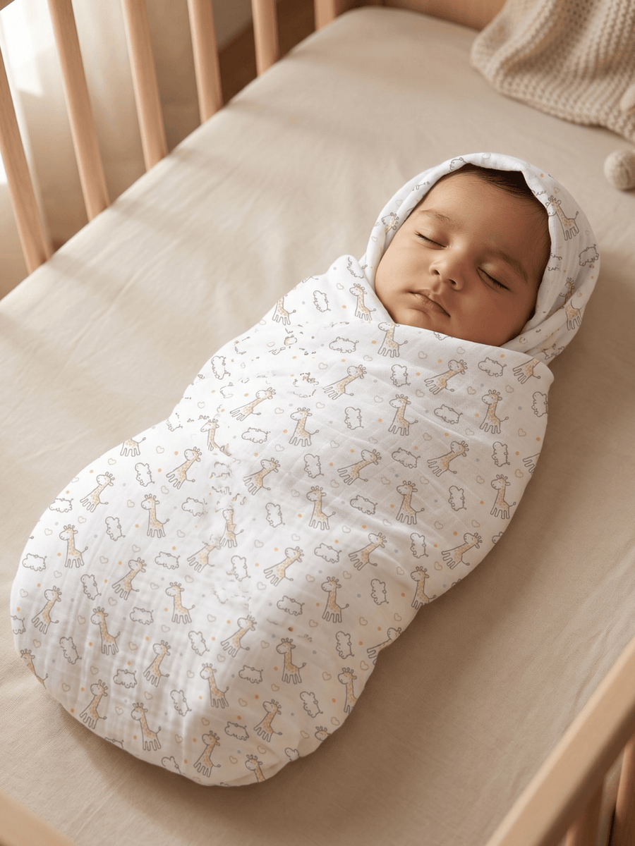 Little Angels Little Angels Giraffe Muslin Baby Swaddle Blanket | Soft Breathable Newborn Wrap Swaddles Premium Organic Muslin Baby Swaddle – Ultra-Soft, Breathable & Multi-Purpose Free Size / Cream / Muslin