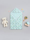 Little Angels Baby Hooded Wrapper | Soft Cotton Baby Swaddle Blanket – Mint Print Swaddles Ultra-Soft Hooded Baby Wrap 0-1Yr / Green / Fallalen