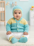 Little Angels Baby Knit Sweater Set with Cap & Booties | Soft Winter Wear for Newborns Sweater Sets Baby Knit Sweater Set with Cap & Socks– Aqua & Yellow 6-12 M / Blue & Yellow / Baby Wool