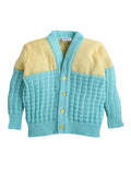 Little Angels Baby Knit Sweater Set with Cap & Booties | Soft Winter Wear for Newborns Sweater Sets Baby Knit Sweater Set with Cap & Socks– Aqua & Yellow 6-12 M / Blue & Yellow / Baby Wool