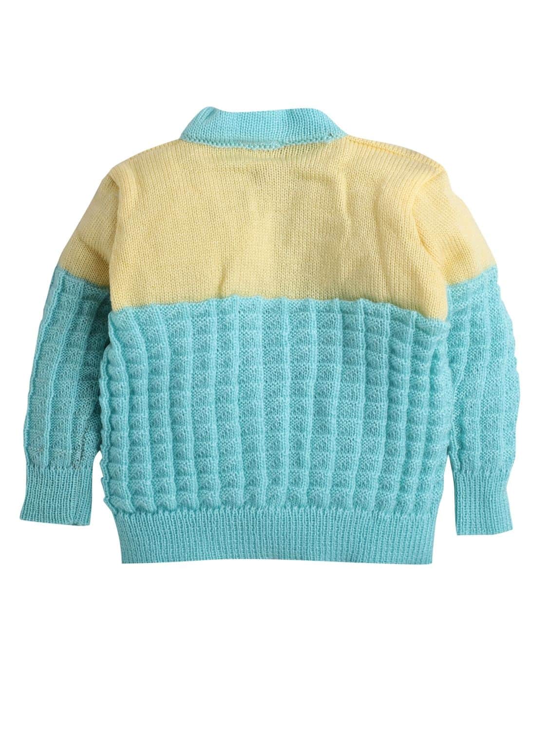 Little Angels Baby Knit Sweater Set with Cap & Booties | Soft Winter Wear for Newborns Sweater Sets Baby Knit Sweater Set with Cap & Socks– Aqua & Yellow 6-12 M / Blue & Yellow / Baby Wool