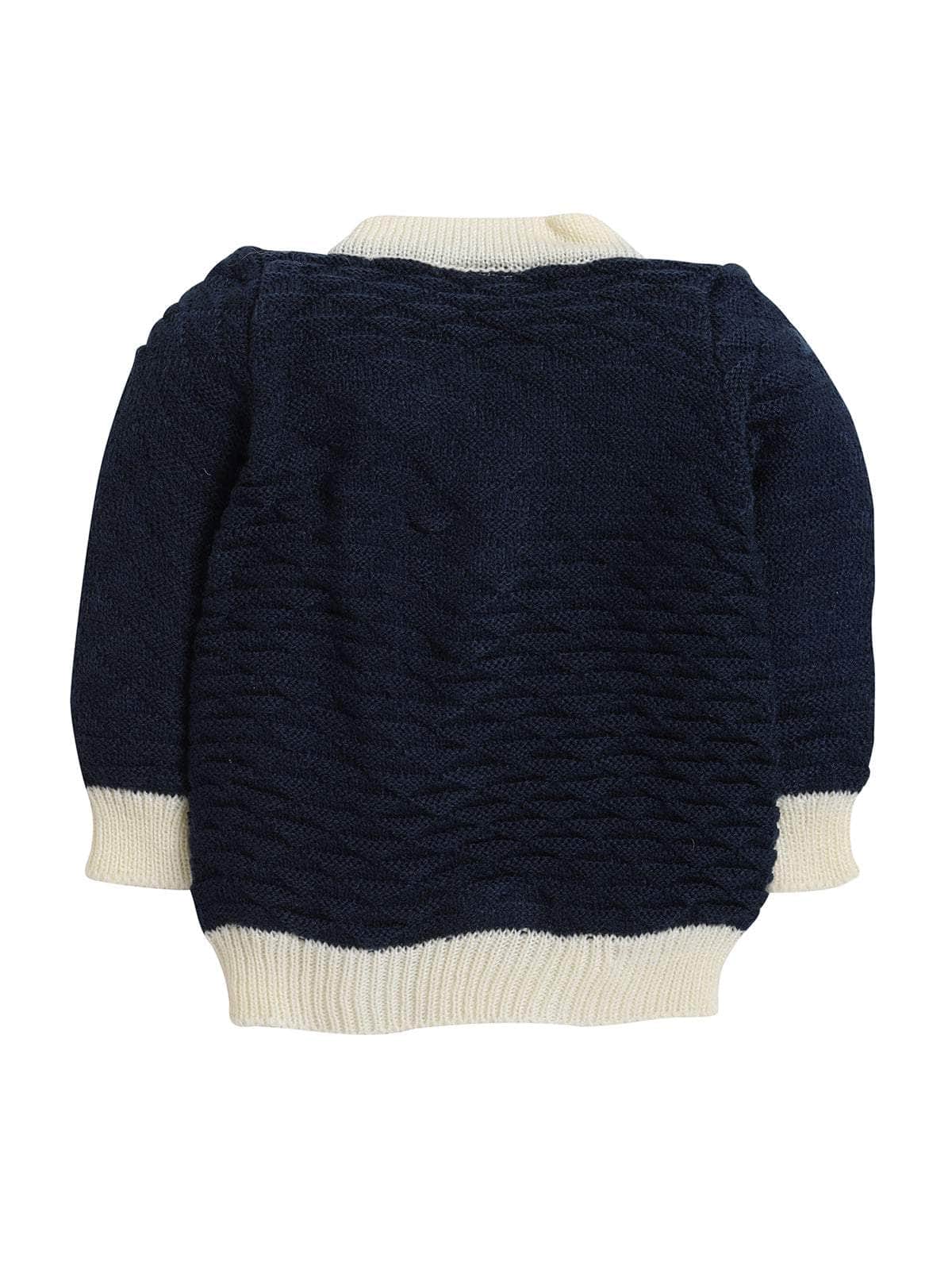 Little Angels Little Angels Sweater Set Baby Wool Full Sleeves V-Neck Jacquard Star Design Yellow & Navy 3-Piece Set Sweater Sets Baby Knitted Cardigan Set