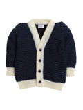 Little Angels Little Angels Sweater Set Baby Wool Full Sleeves V-Neck Jacquard Star Design Yellow & Navy 3-Piece Set Sweater Sets Baby Knitted Cardigan Set
