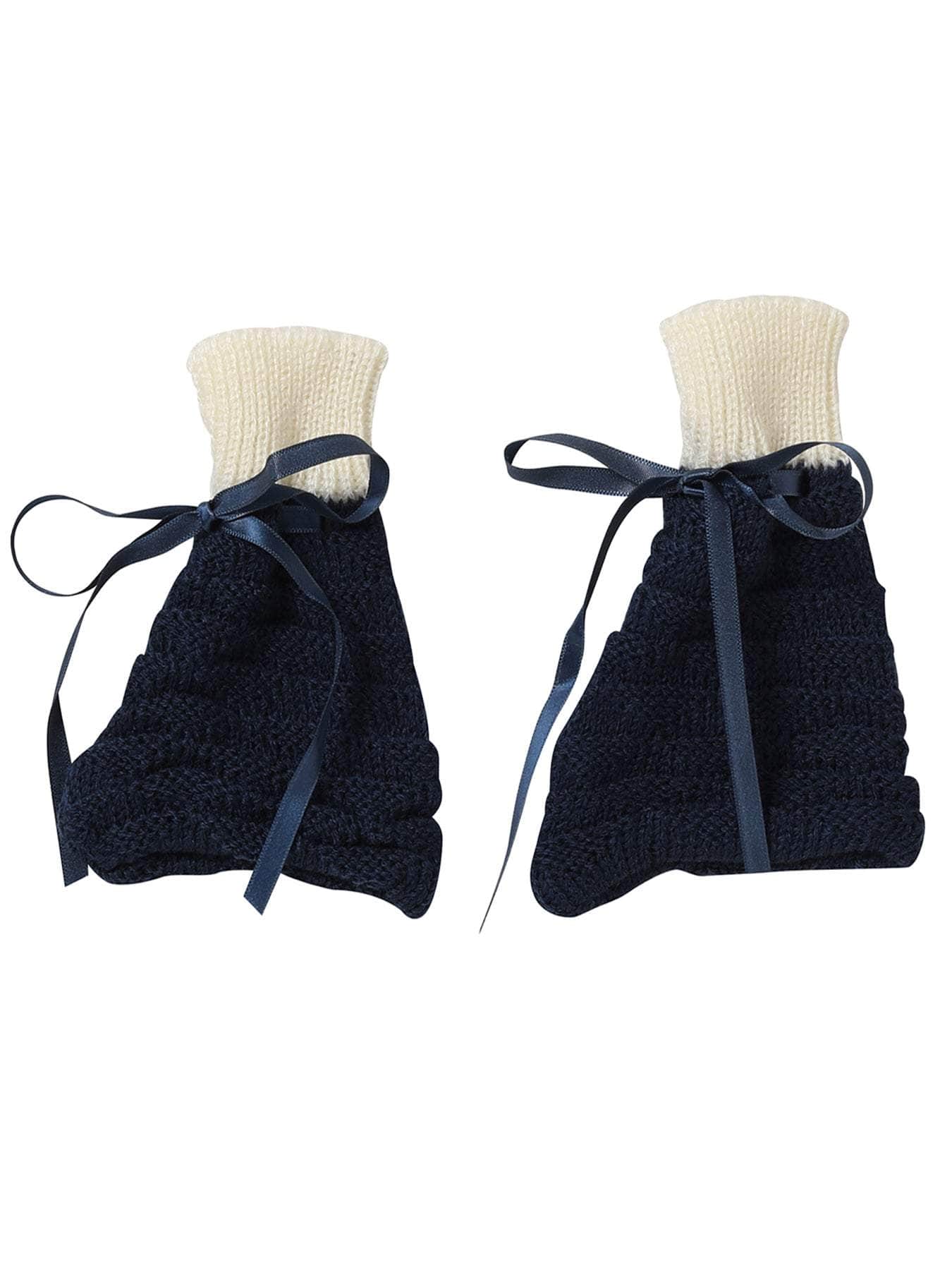 Little Angels Little Angels Sweater Set Baby Wool Full Sleeves V-Neck Jacquard Star Design Yellow & Navy 3-Piece Set Sweater Sets Baby Knitted Cardigan Set