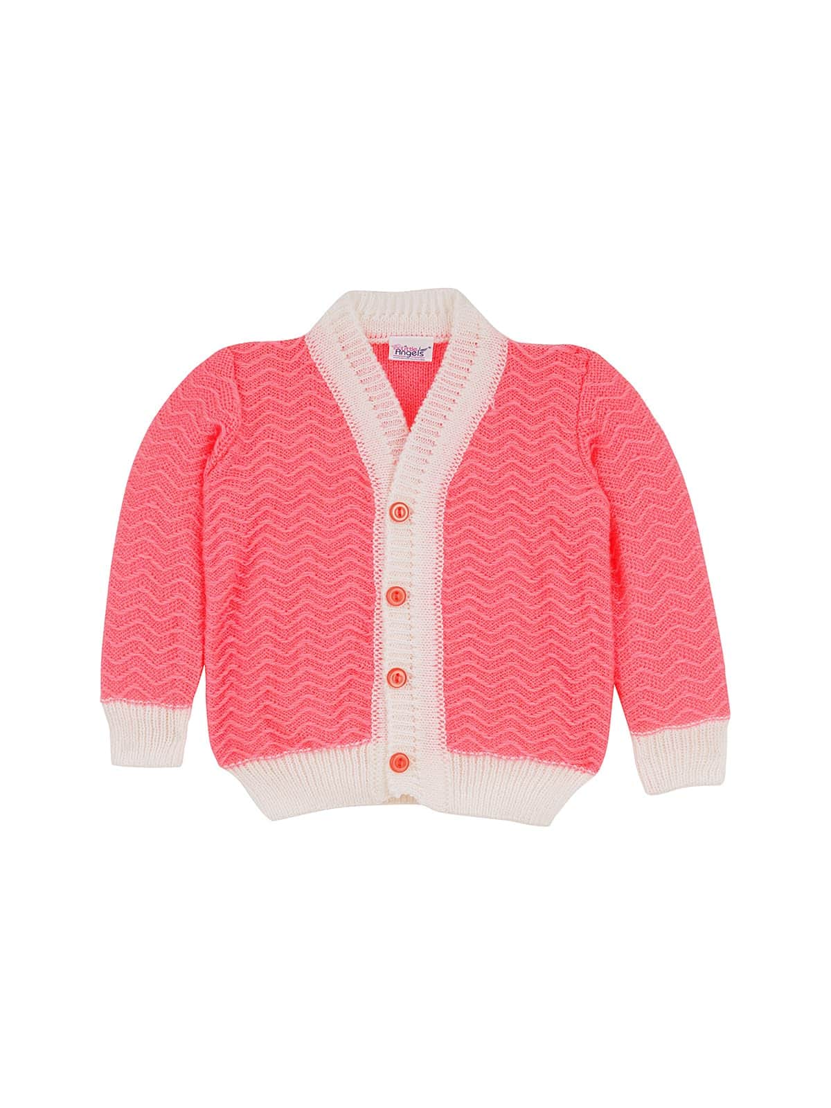 Little Angels Baby Knitted Sweater Set with Cap & Booties | Soft Winter Wear Sweater Sets Baby Winter Knitted Sweater Set with Cap and Socks 6-12 M / Neon Pink / Soft Wool